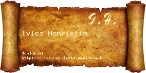 Ivicz Henrietta névjegykártya